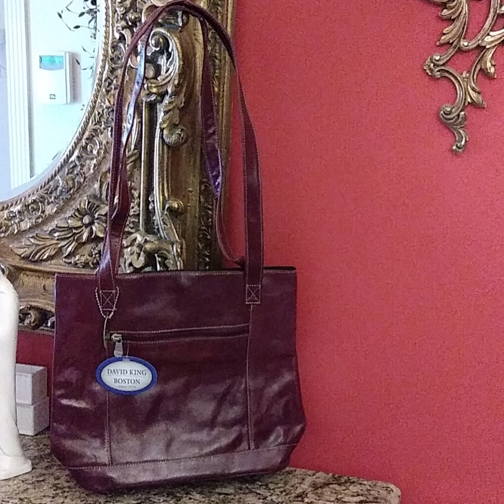 0415 David King Boston Genuine Leather Handbag